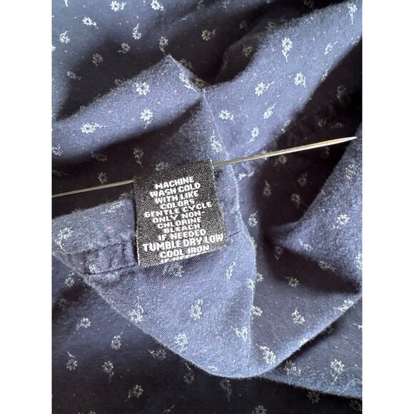 Carbon Button-Up Navy Floral Print Short Sleeve Shirt XL100% Cotton - Picture 5 of 6